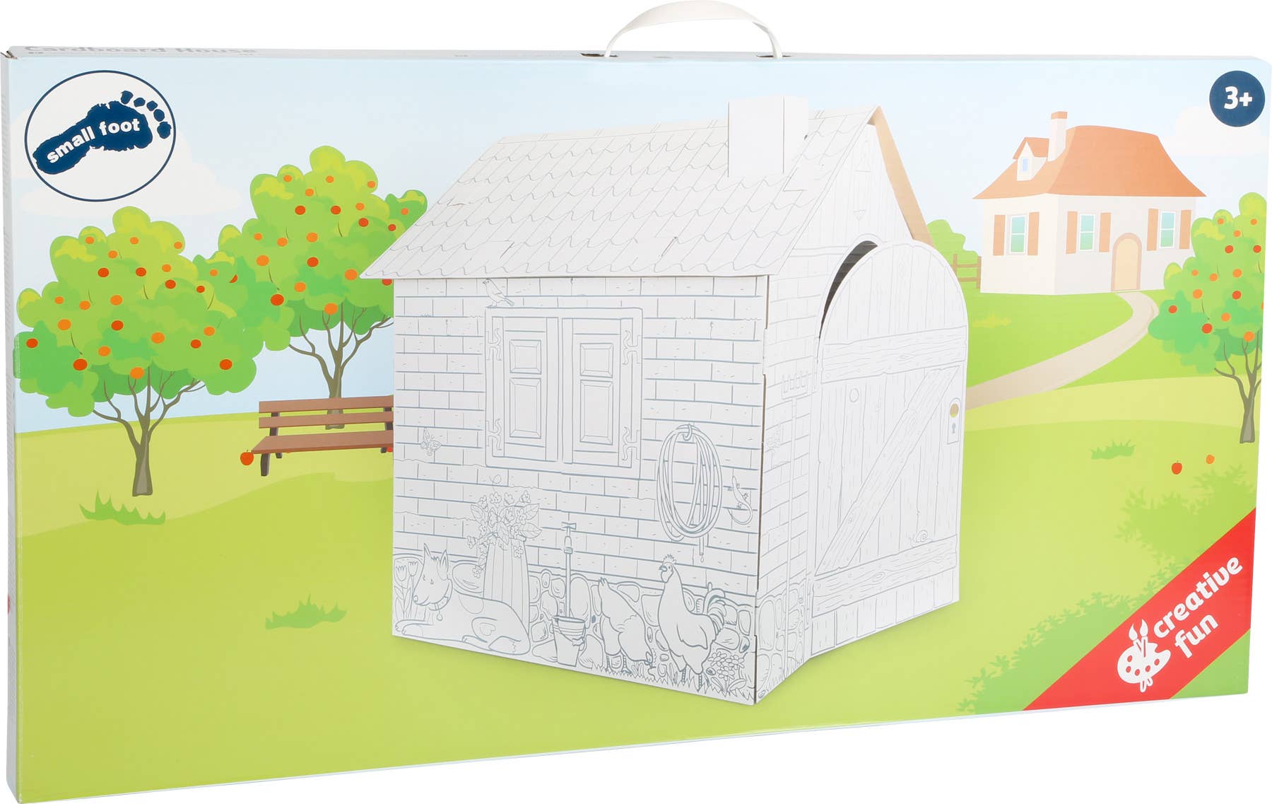 Casinha de papelão para colorir e brincar